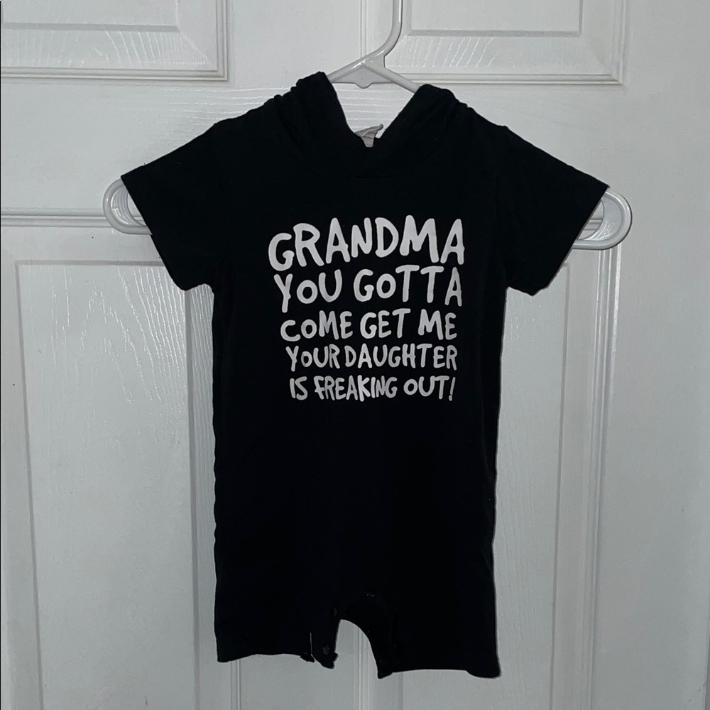 SHEIN Black Kids One Piece with White Text